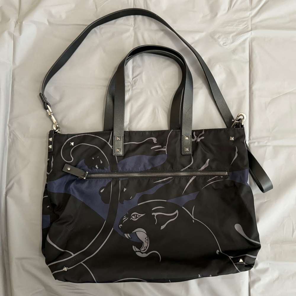 Valentino Mens Panther Print Tote Bag